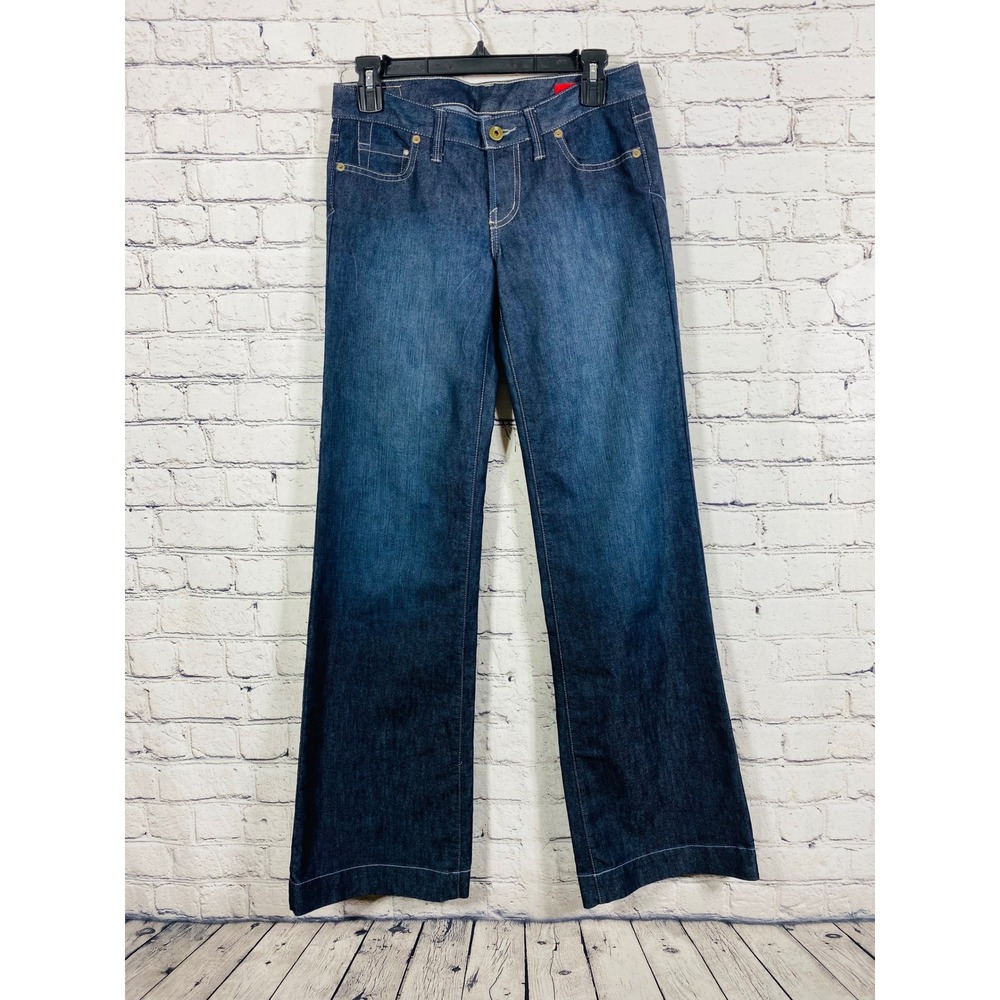 X2 Jeans Womens Wide Leg Quality Denim Dark Wash Indigo 0 Excellent Stretch